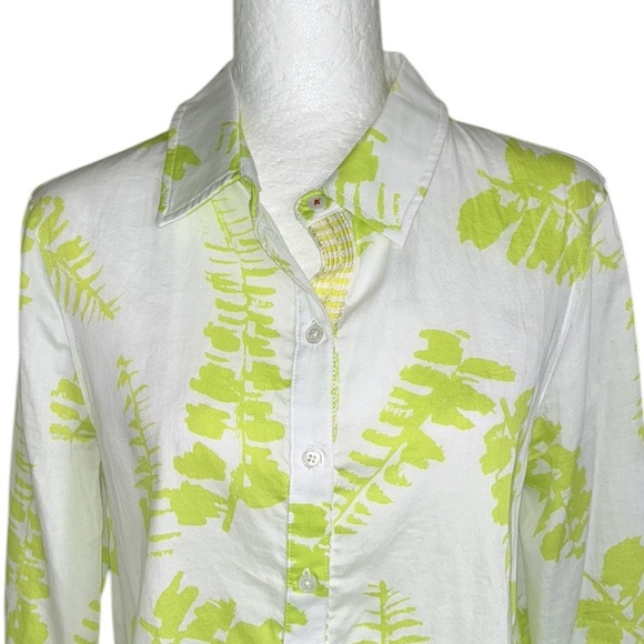 Persifor White & Lime Green Leaf Print Tunic Top Blouse - L - Picture 2 of 11